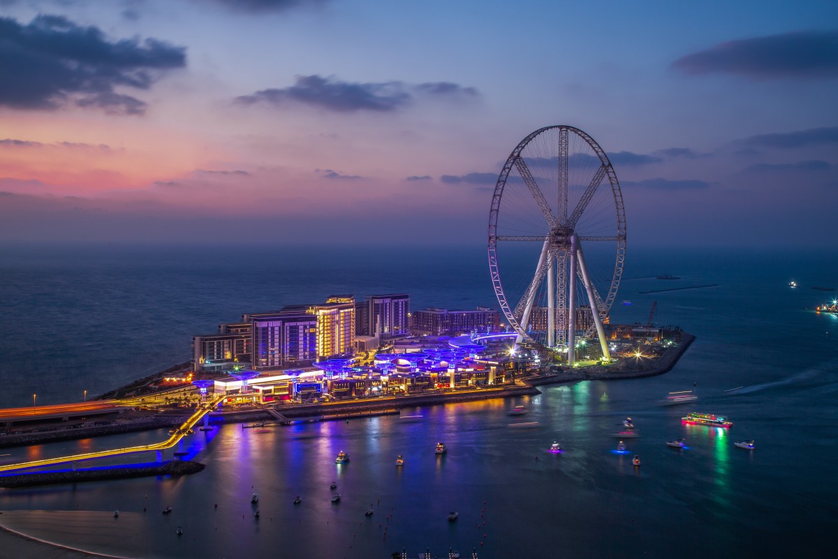 Blue,Water,Island,Dubai,Uae,Sunset,Overview